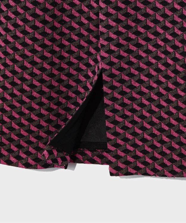 GRACE CONTINENTAL ラメジャガードラインスカート ピンク