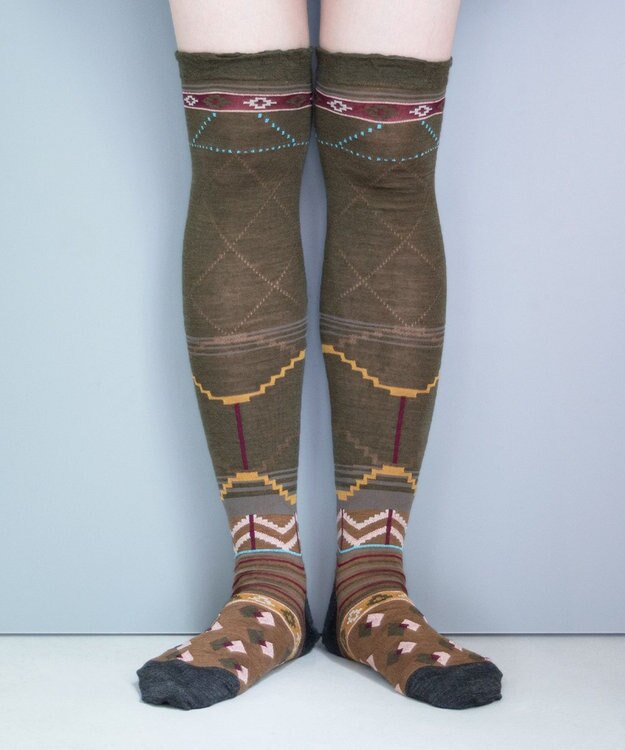 COQ サシコパッチワーク ハイソックス GR