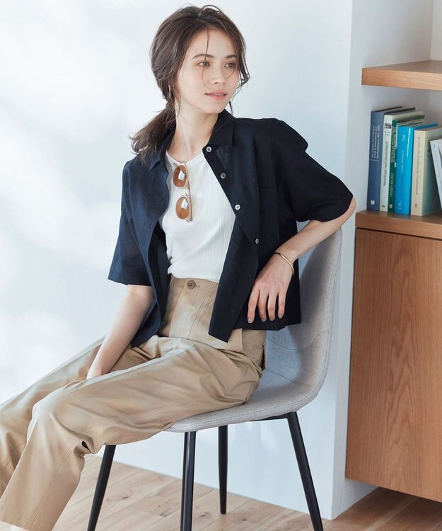 23区 L 【SLOW/洗える】バックサテンストレッチ ベイカーパンツ ベージュ系