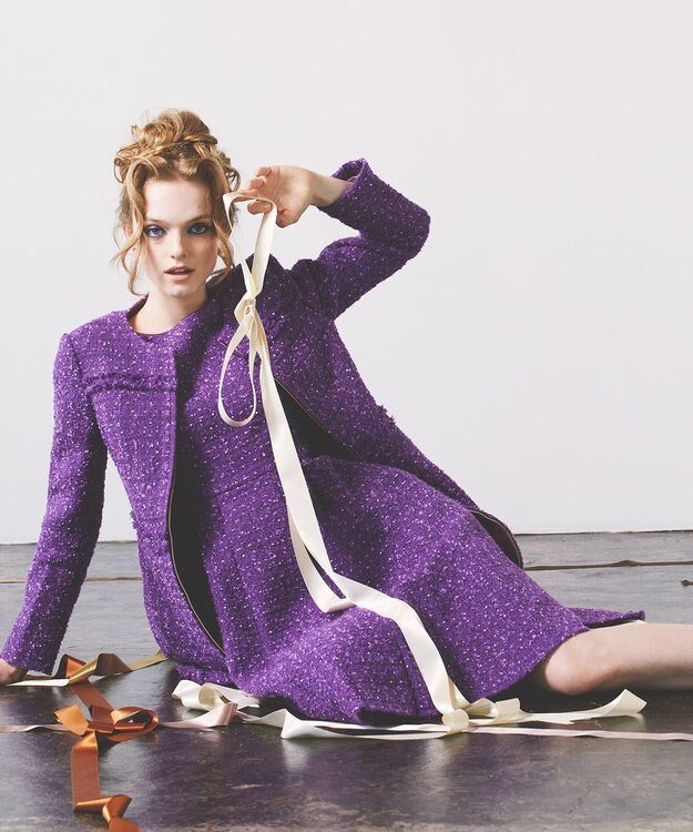 TOCCA CHIFFON TWEED ドレス パープル系