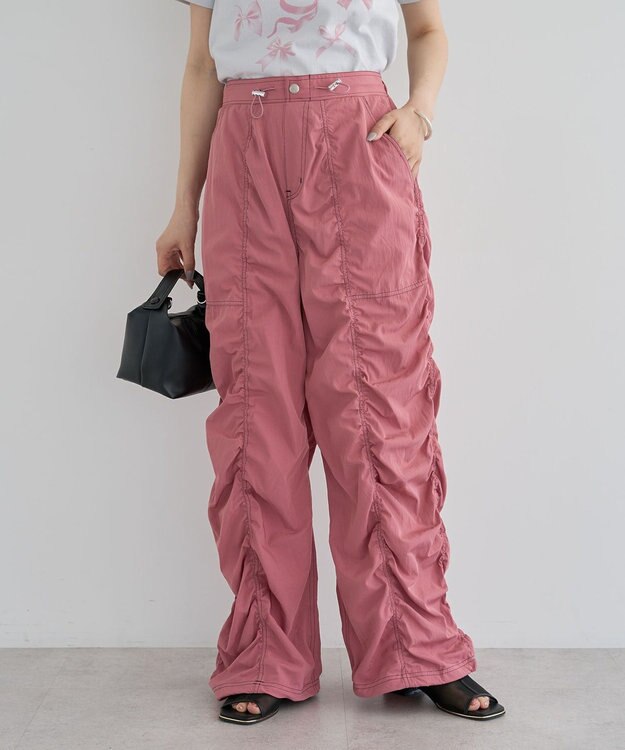 Green Parks ・ＳＵＧＡＲ　ＳＰＯＯＮ　配色ｓｔギャザーパンツ Pink