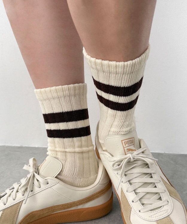 WEGO ローゲージラインソックス（R）　 ブラウン