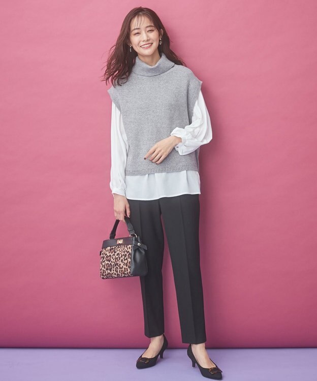 ANY SIS 【蓄熱効果】サーモトロン 2WAYストレッチ テーパードパンツ ブラック