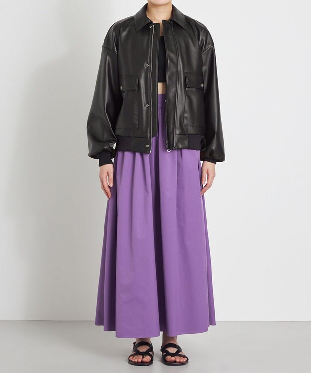 NAVE 【Nave】フェイクラムスキン ブルゾン ブラック系