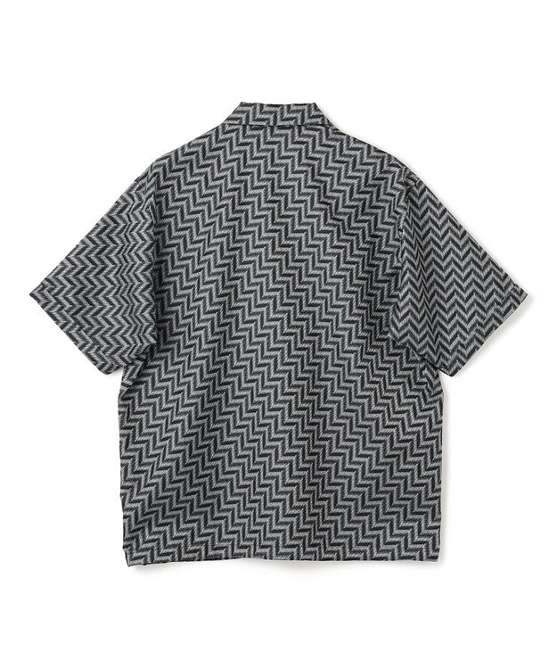 JOSEPH HOMME 【HIGH GRADE LINE】カスリシェブロンジャガード　オープンカラー半袖シャツ ブラック系5