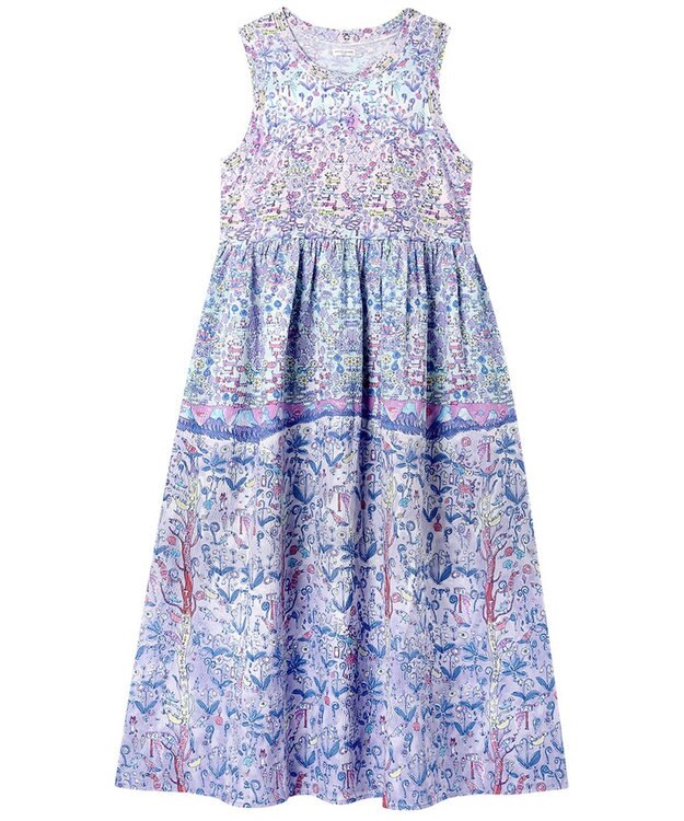 tsumori chisato SLEEP ツモリチサト ワンピース 綿100%(スカート） パッド入り ノースリーブ ロング丈 レディース UNT114 /ワコール サックス