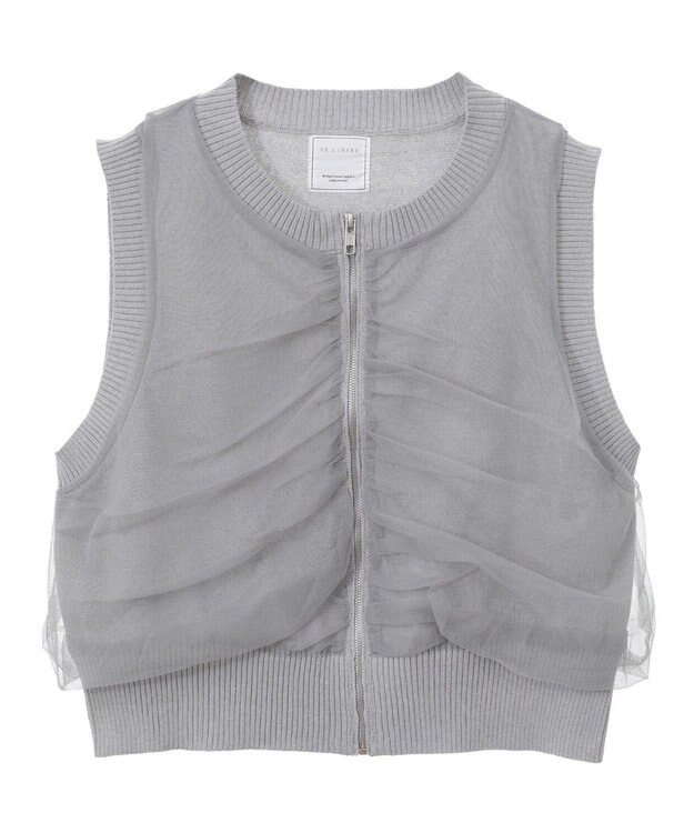 Green Parks チュールドッキングニットｚｉｐベスト Gray