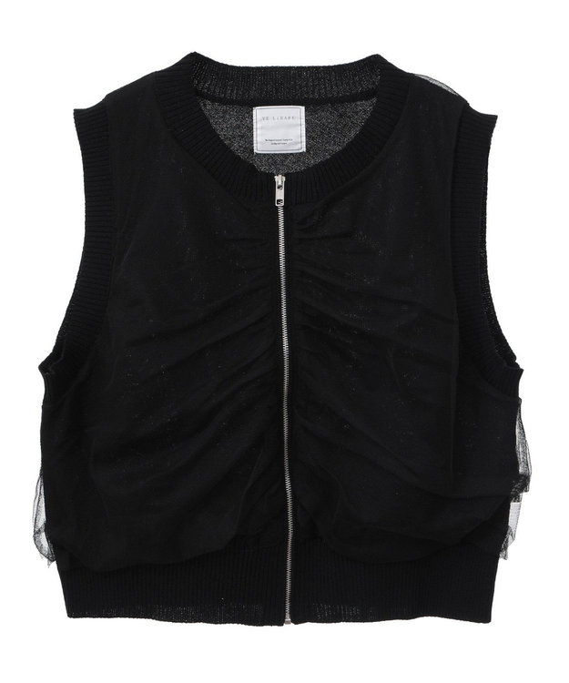 Green Parks チュールドッキングニットｚｉｐベスト Black