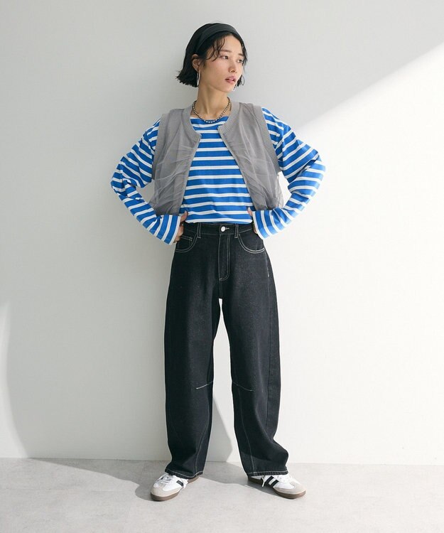 Green Parks チュールドッキングニットｚｉｐベスト Gray