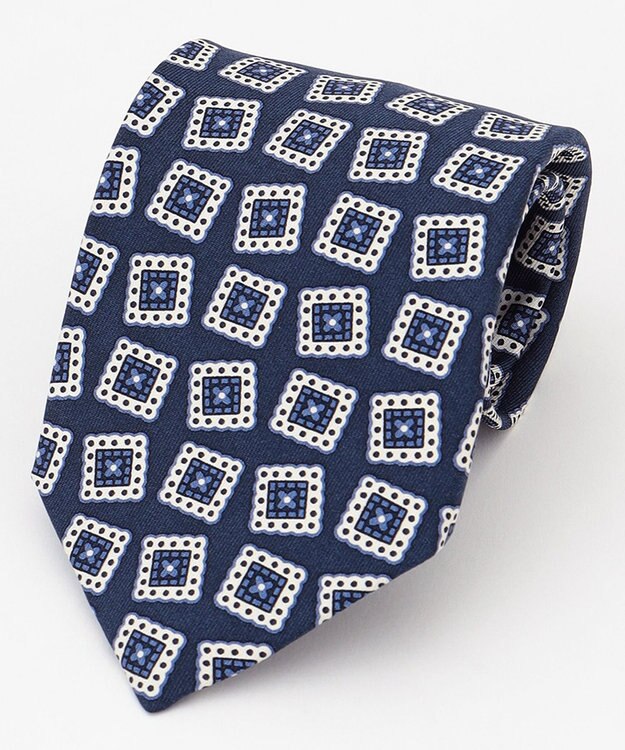 J.PRESS MEN スクエア小紋プリント ネクタイ ネイビー系5