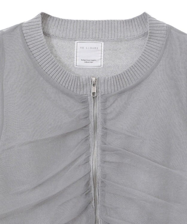 Green Parks チュールドッキングニットｚｉｐベスト Gray