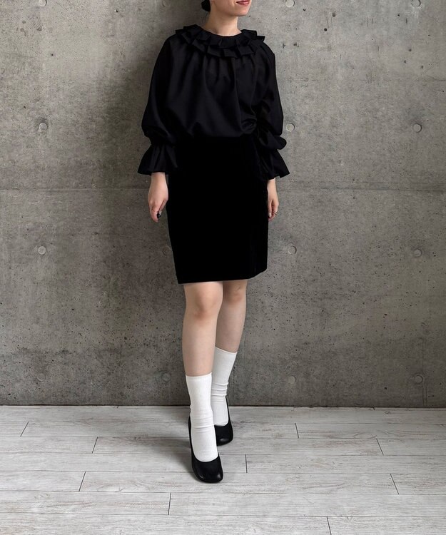 #Newans 【LEE掲載アイテム】【前後着用可能】ビッグカラー２WAYブラウス ブラック