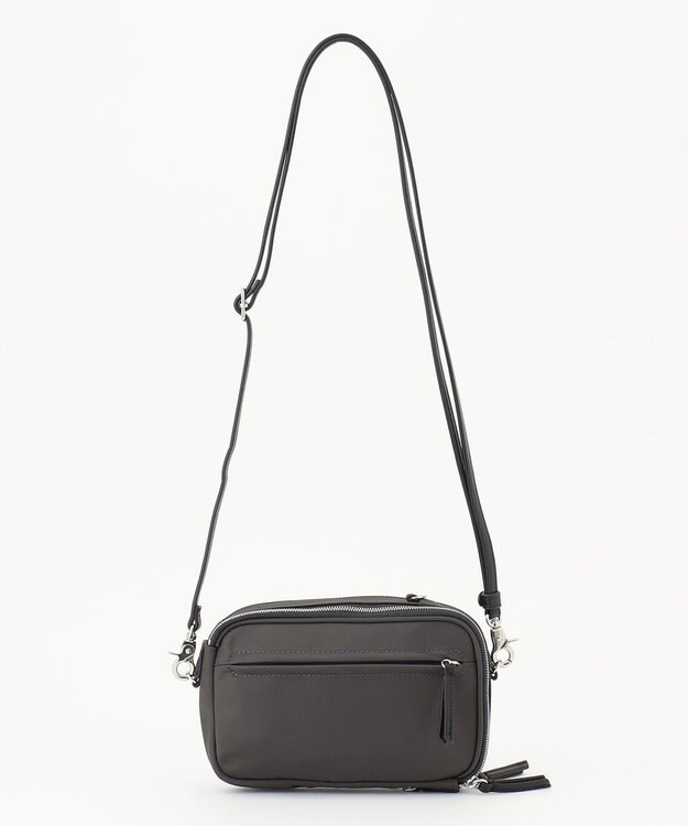 Y'SACCS ナイロン×リサイクルレザー　コンビマルチポシェット グレー