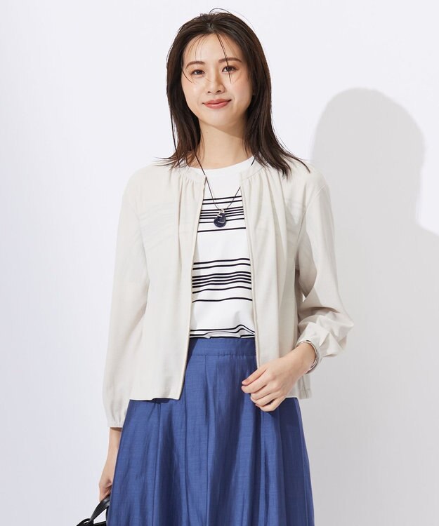 J.PRESS LADIES L シアージャージー ブルゾン ベージュ系