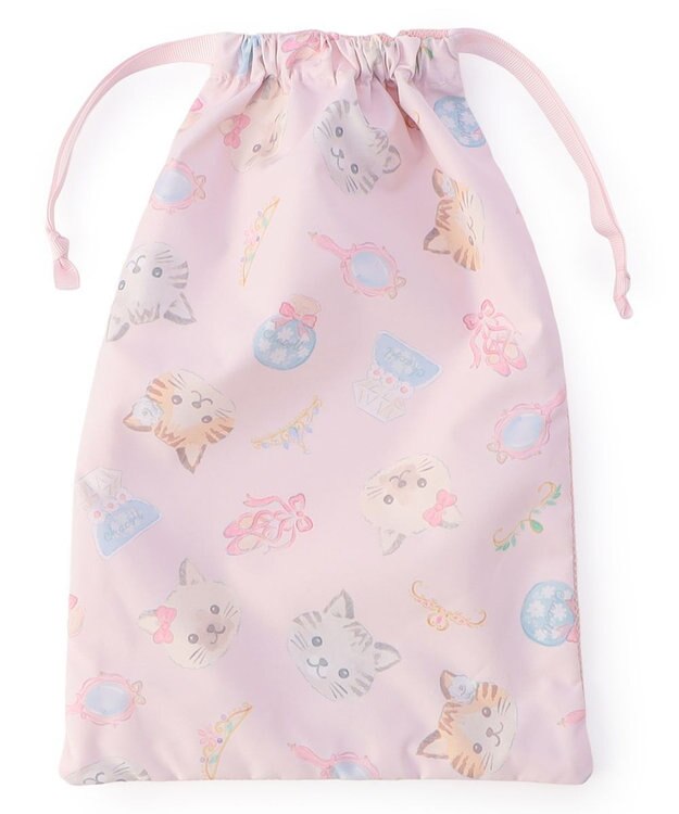 Chacott Cat半メッシュ巾着M ロイヤルピンク