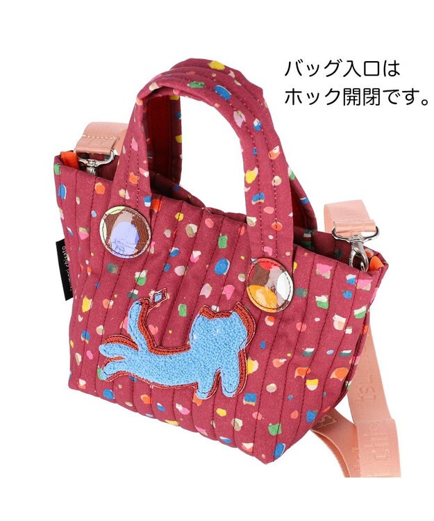 tsumori chisato CARRY きらネコてんてん ハンドバッグ 2way ショルダーバッグ ボルドー