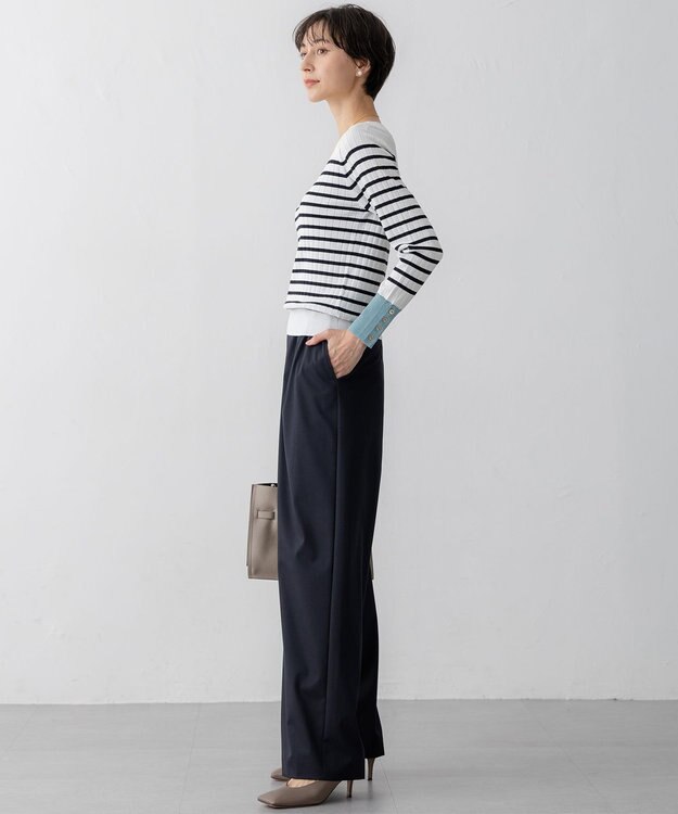 23区 【Oggi3月号掲載/セットアップ対応】ライトクロス ワイドパンツ ネイビー系