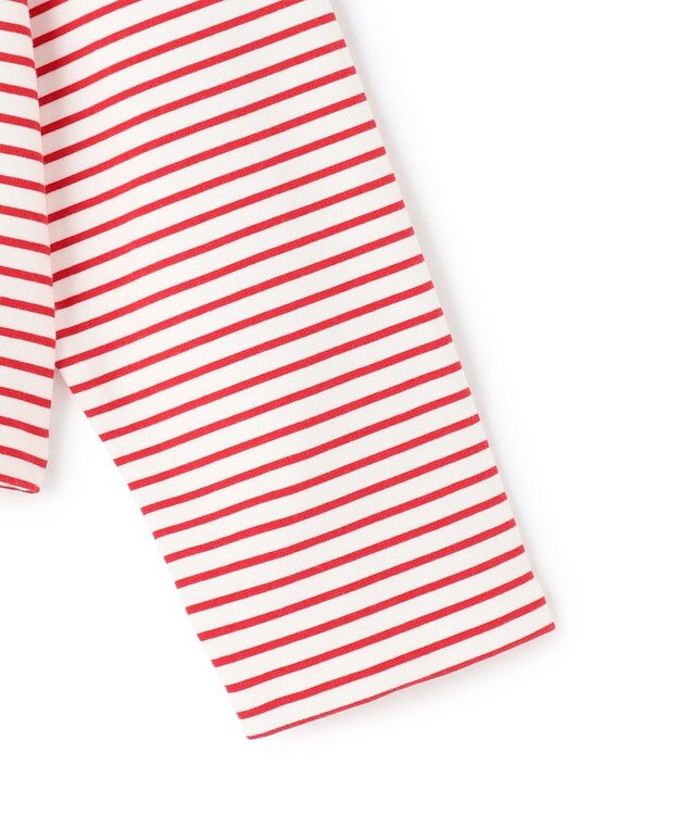 UNFILO ドライタッチリブ バックZIP ボーダートップス オフ×レッド