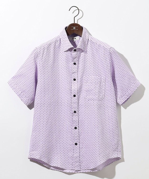 JOSEPH ABBOUD 【ビジネスシーンに最適・サステイナブル】ソアロンンシャンブレープリント 半袖 シャツ ライラック系5