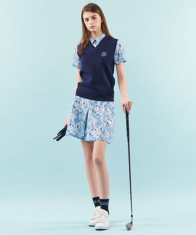 23区GOLF 【WOMEN】【UVケア/吸水速乾】スプリングフラワー柄 半袖ポロシャツ ダルブルー系5