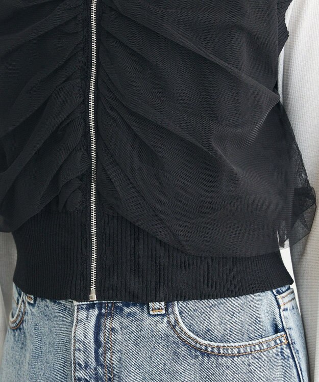 Green Parks チュールドッキングニットｚｉｐベスト Black