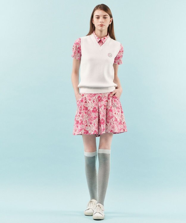 23区GOLF 【WOMEN】【UVケア/吸水速乾】スプリングフラワー柄 半袖ポロシャツ ピンク系5