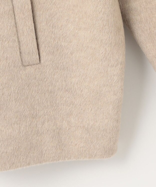 自由区 【WEB限定】ブラッシュドビーバー ショート丈ノーカラーコート ベージュ系