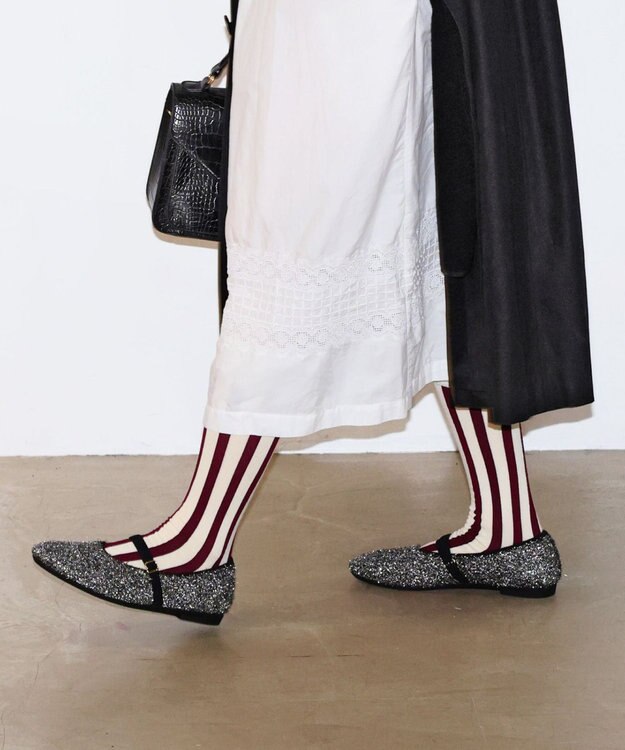 steppi 【VERY掲載 / 洗える / 撥水】ラウンドファー パンプス ブラックラメ