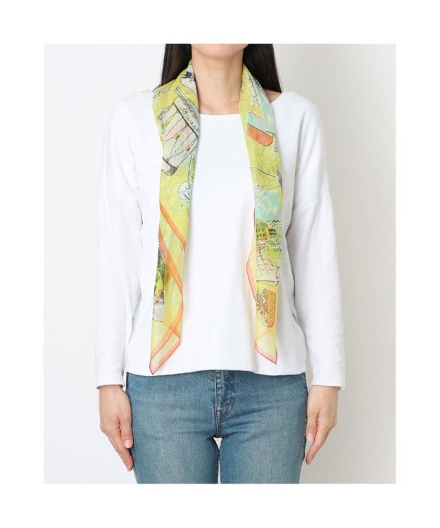 UNBILLION カシュネ cache nez / 横浜アーカイブシフォンスカーフ「スイス」 ライトイエロー