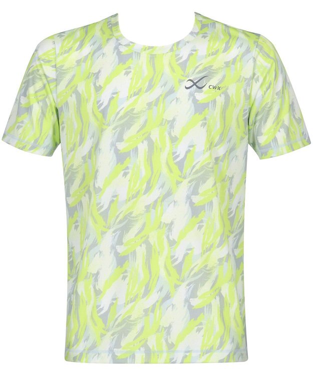 CW-X 【MEN】 CW-X トップス 【薄軽ランニングシャツ】 半袖 3分袖 Ｕネック 吸汗速乾性(本体) メンズ DLO155 /ワコール グリーン