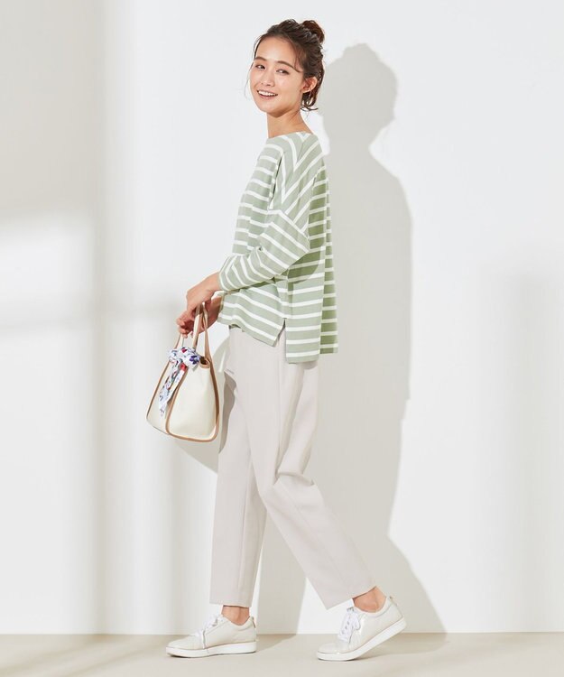 ANY SIS ハイウエストテーパード パンツ グレージュ