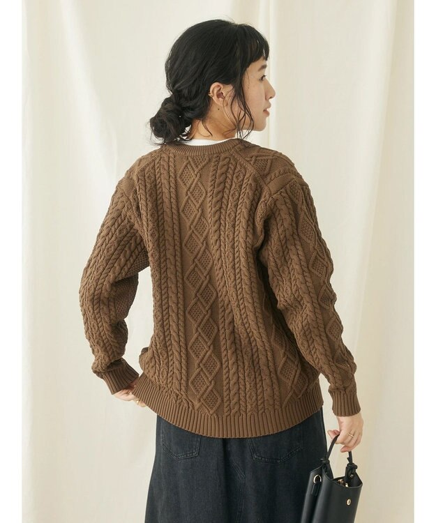 CRAFT STANDARD BOUTIQUE リサイクルポリエステルケーブルカーディガン Brown
