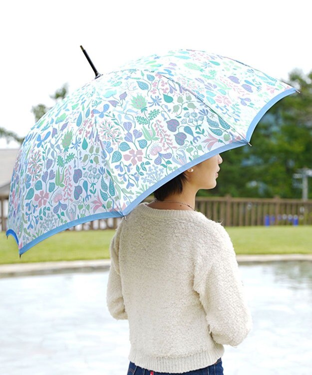 槇田商店 <新柄登場>Stig Lindberg HERBARIUM BRIGHT ライトブルー 長傘 水色