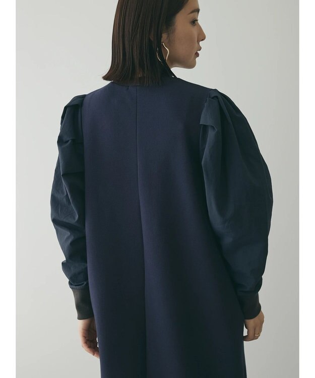 Green Parks armonia. リブ使いコクーンポンチワンピース Navy