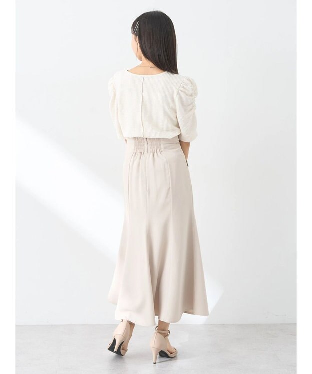 earth music&ecology パール付きマーメイドスカート Ecru