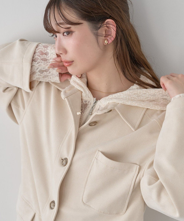 earth music&ecology ＣＰＯシャツジャケット Ecru