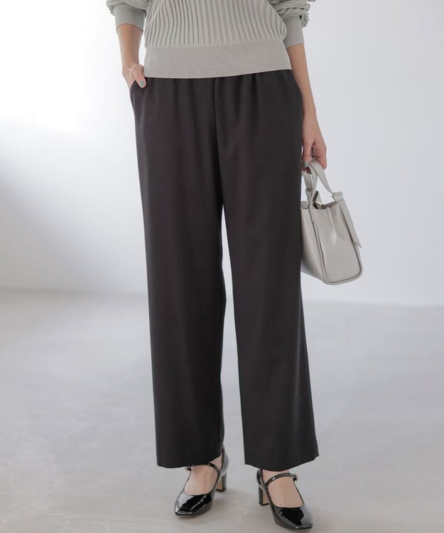 組曲 L 【加藤ローサさん着用】ツイル起毛ストレート パンツ ブラック系