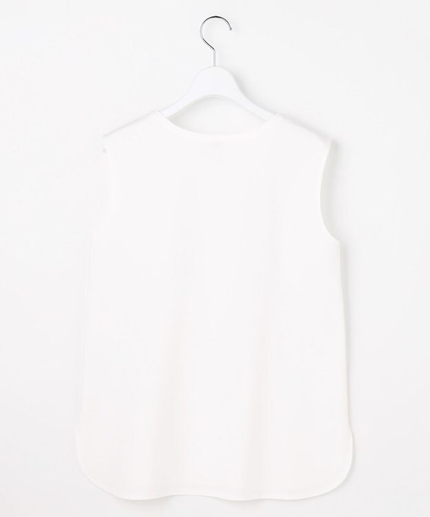 J.PRESS LADIES コットンスムース ノースリーブ シャツテール カットソー ホワイト系