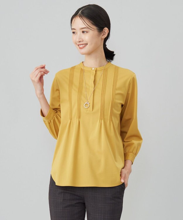 J.PRESS LADIES L トリコット ピンタック カットソー イエロー系