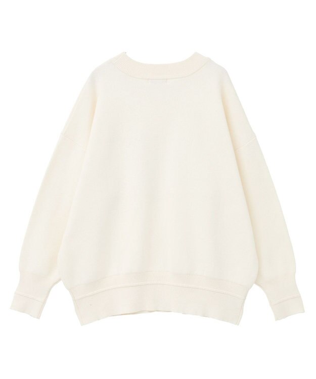 earth music&ecology 【洗濯機洗い可】スウェットライクロゴニットプルオーバー アイボリー