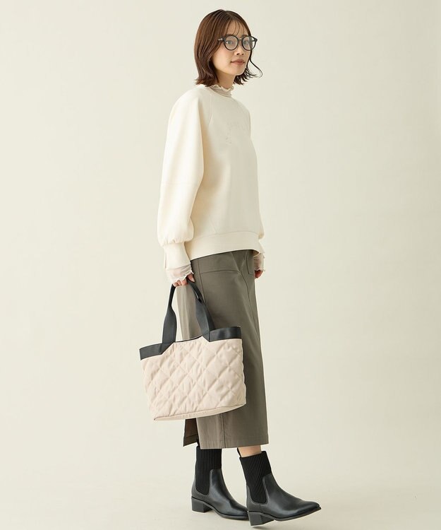 ANY L ロゴ刺繍ダンボールトレーナー エクリュ