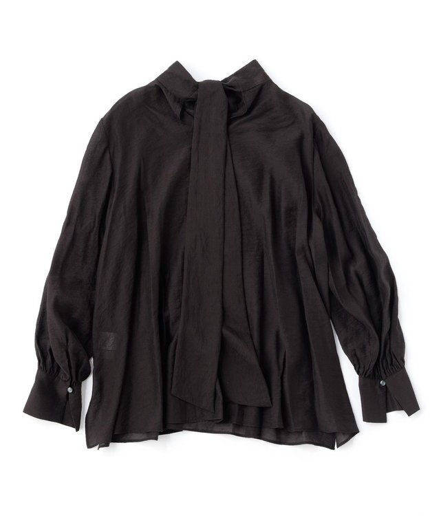 UNFILO イージーケア ボウタイ ブラウス ブラック