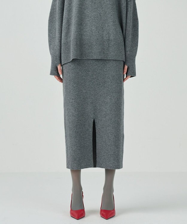 GRACE CONTINENTAL クーマラムニットスカート グレー