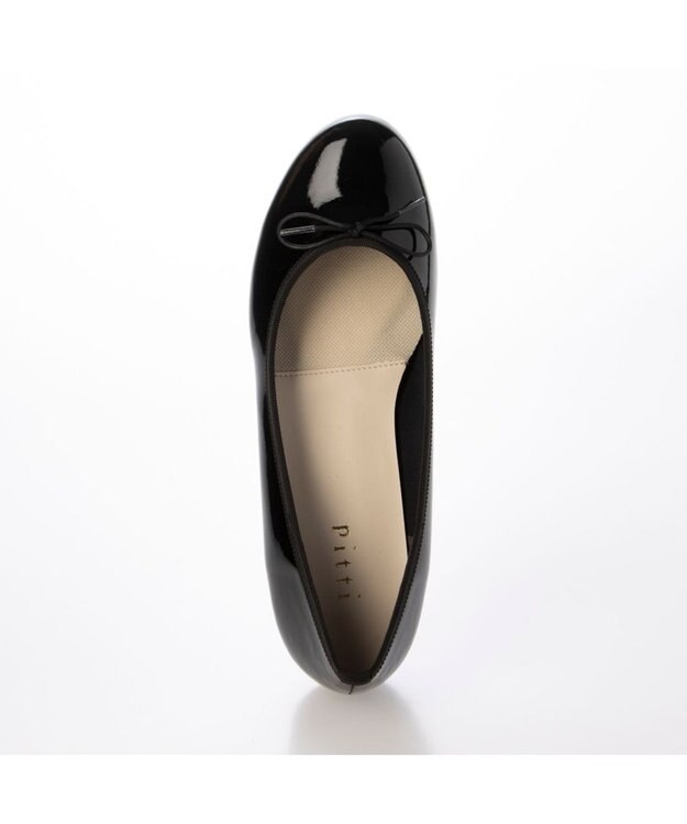 ing <Pitti>【WEB限定】ラウンドトゥレインバレエシューズ ブラックエナメル