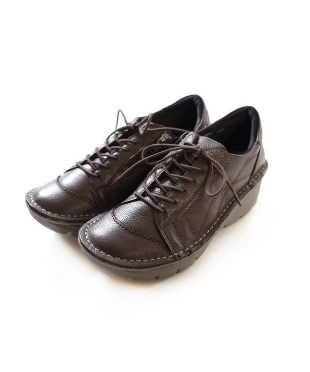 Pointer 本革超軽量レースアップスニーカー ダークブラウン
