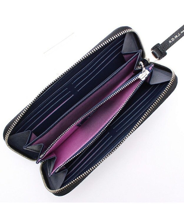 A.D.M.J. 【牛革】モーツァルト クリスタルソーイング ラウンドウォレット BK