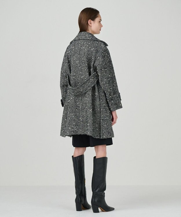 GRACE CONTINENTAL ヘリンボーンネップコート ブラック