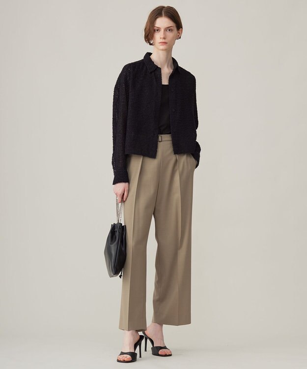 ICB 【洗える】ウール2WAYストレッチ ワイドストレートパンツ フォーン系