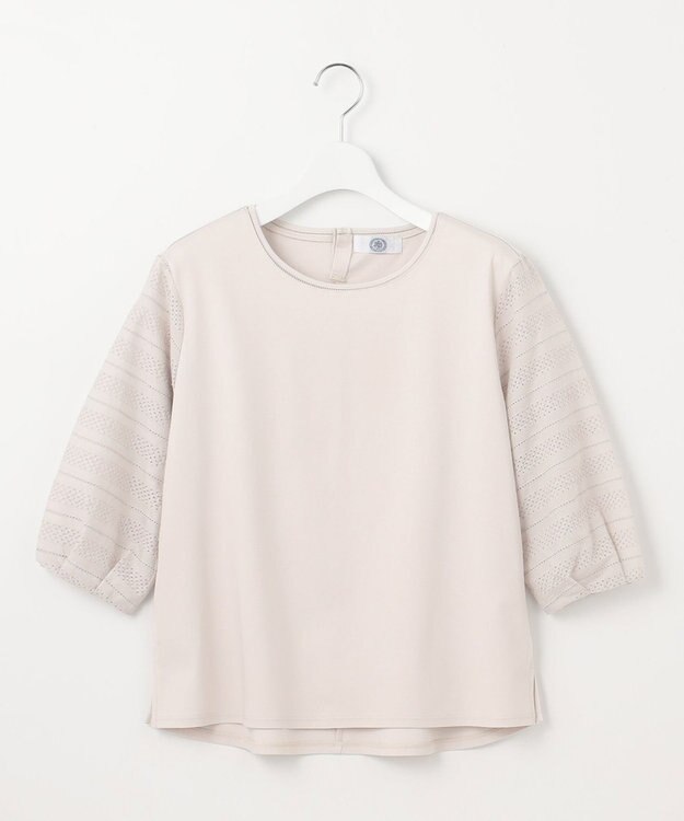 J.PRESS LADIES L 【WEB限定カラーあり】スムースジャージー 刺繍スリーブ カットソー グレージュ系