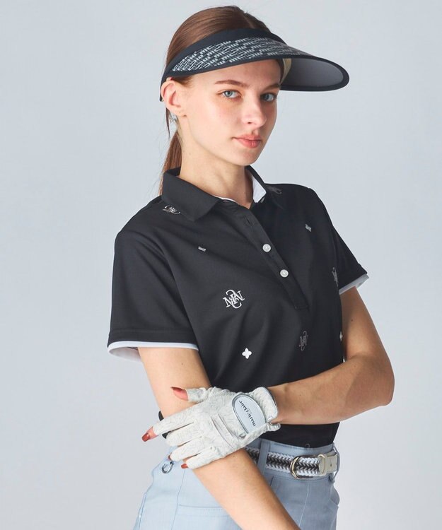 FILA GOLF／marie claire 【marie claire SPORT】ロゴ刺繍半袖ポロシャツ ブラック